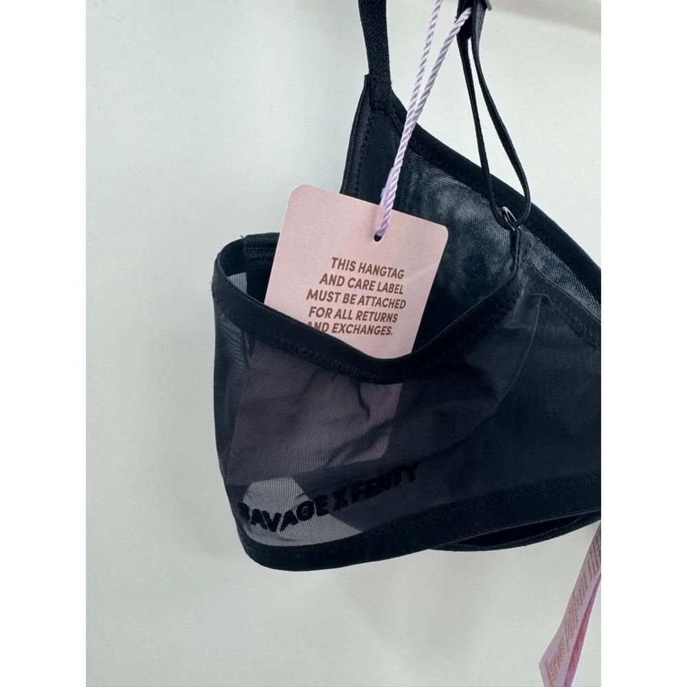Savage X Fenty by Rihanna Nothin' But Net Plunge Bra Women 34C Black Unlined NWT